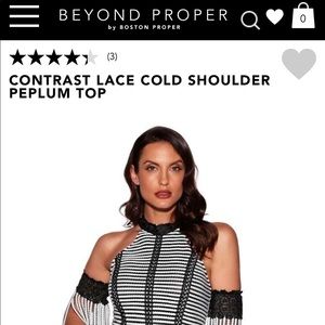 Contrast Lace cold shoulder peplum top ,